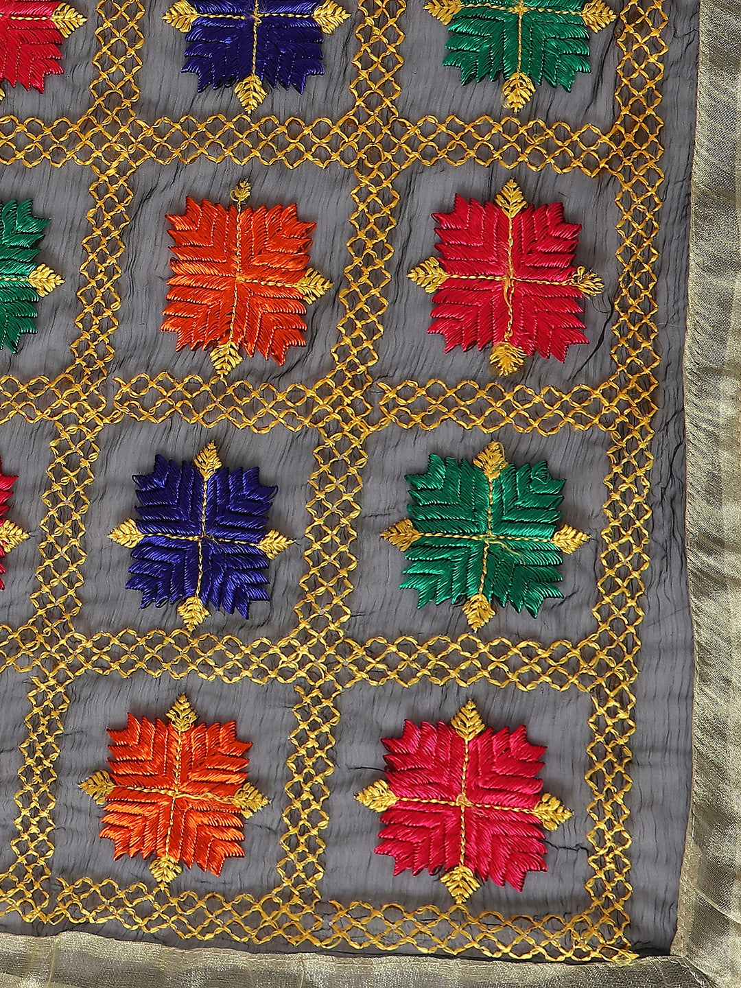 Punjabi Phulkari Embroidery Chiffon - Dupatta Bazaar