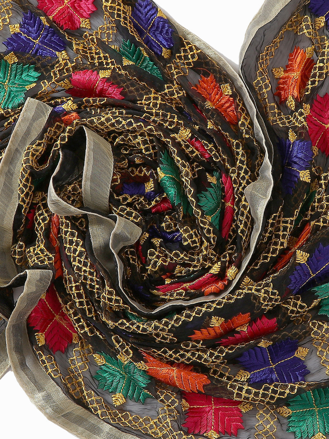 Punjabi Phulkari Embroidery Chiffon - Dupatta Bazaar