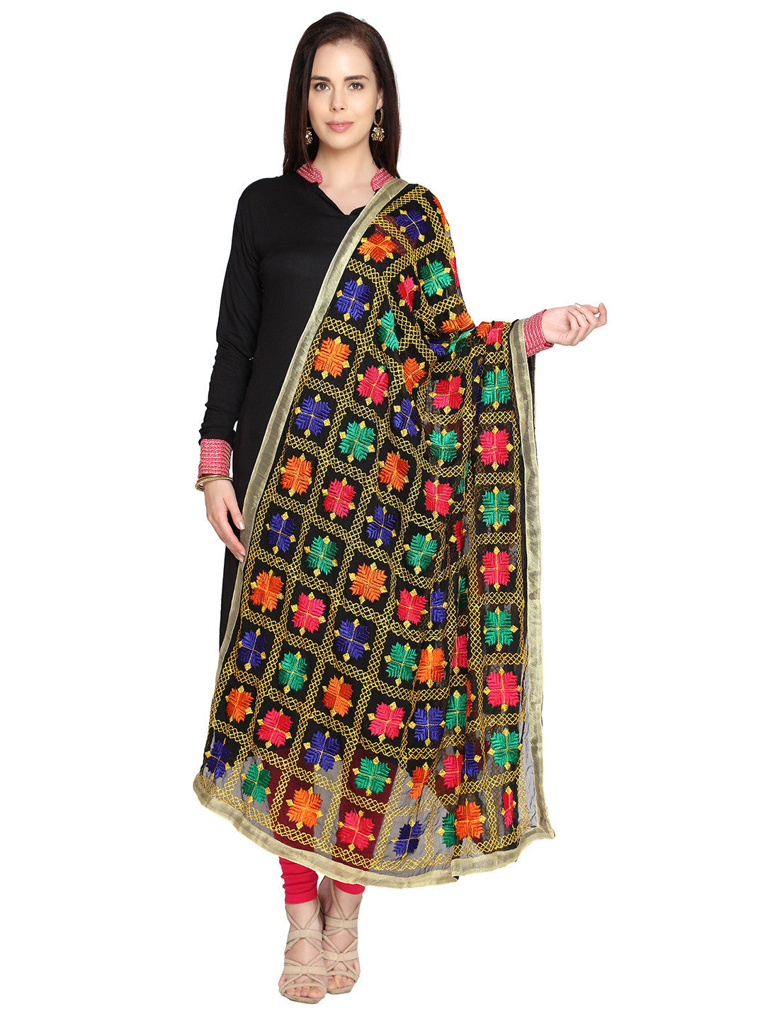 Punjabi Phulkari Embroidery Chiffon - Dupatta Bazaar