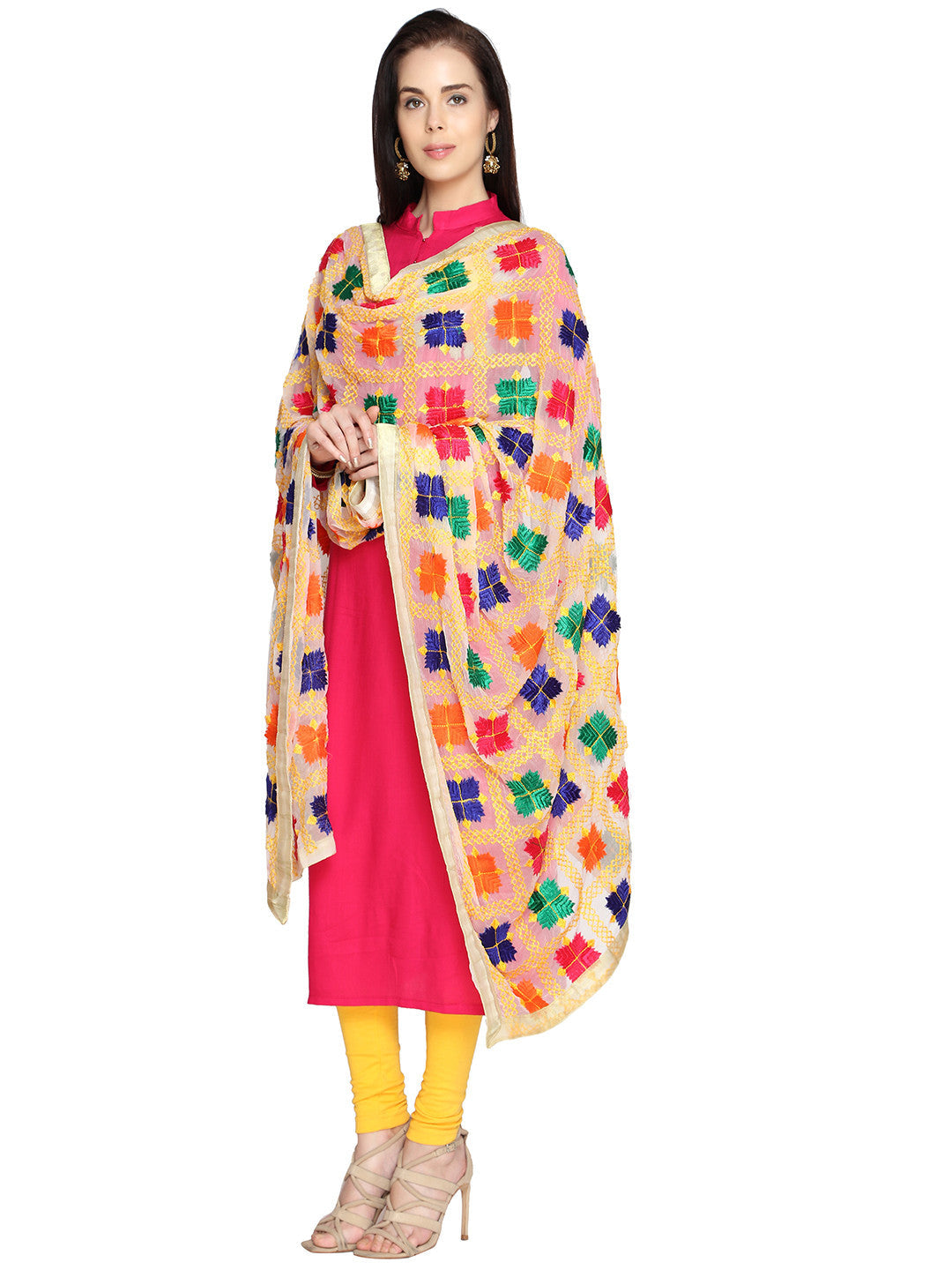 Punjabi Phulkari Embroidery Chiffon - Dupatta Bazaar