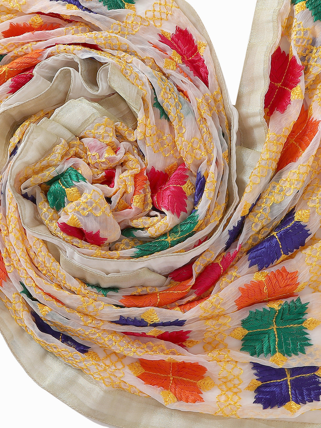 Punjabi Phulkari Embroidery Chiffon - Dupatta Bazaar