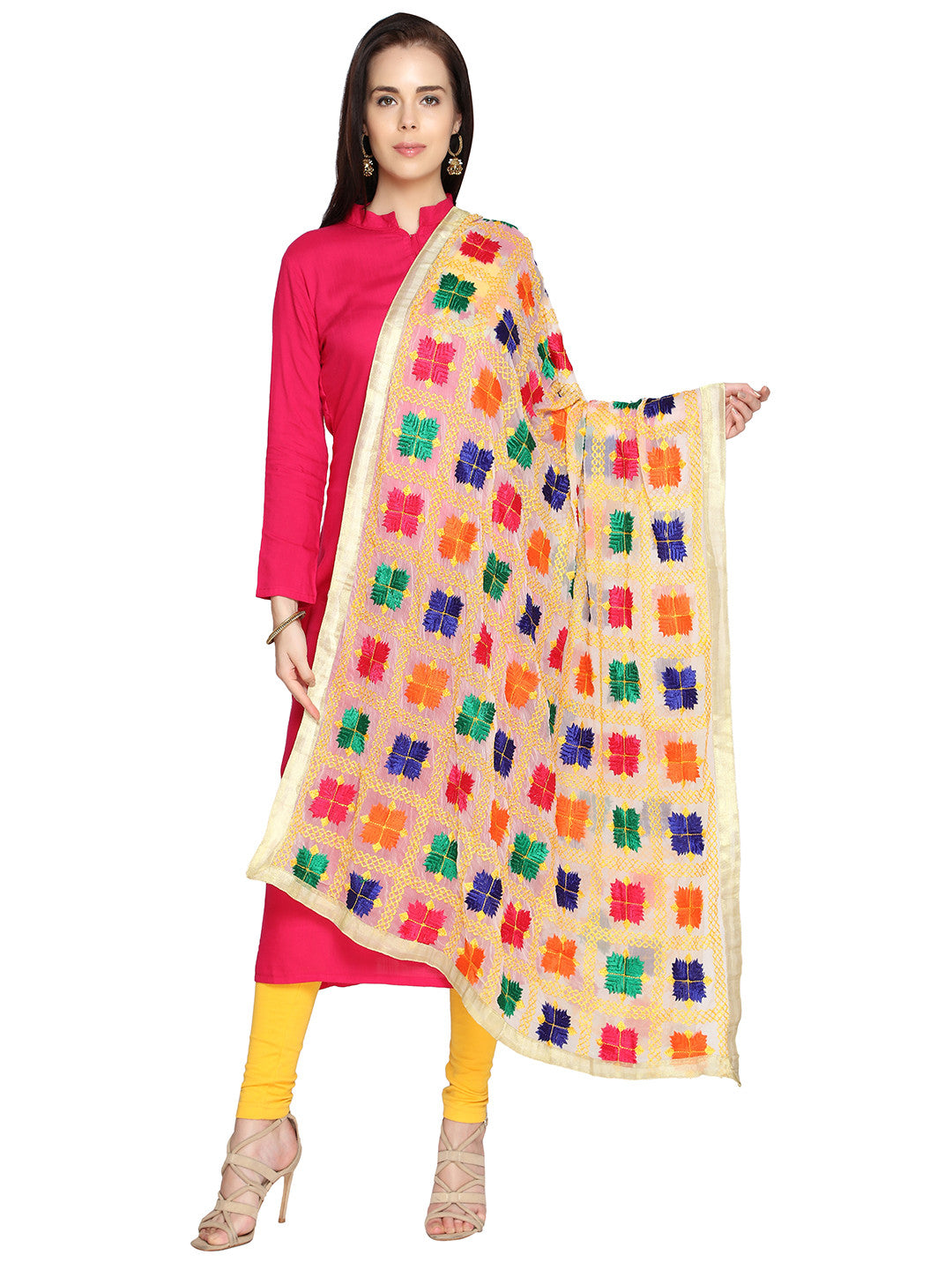 Punjabi Phulkari Embroidery Chiffon - Dupatta Bazaar