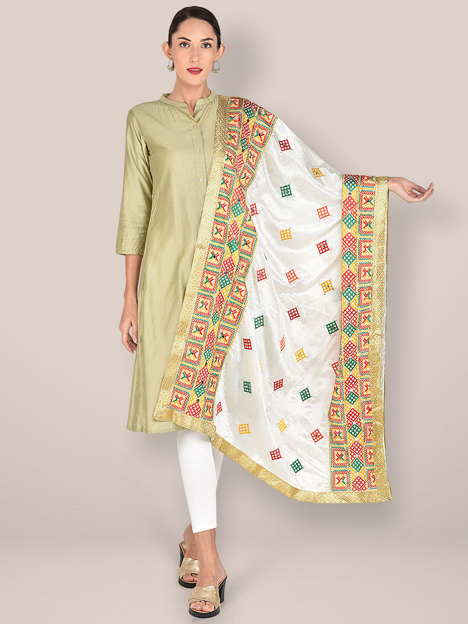 Phulkari Pure Chinon Dupatta freeshipping - Dupatta Bazaar