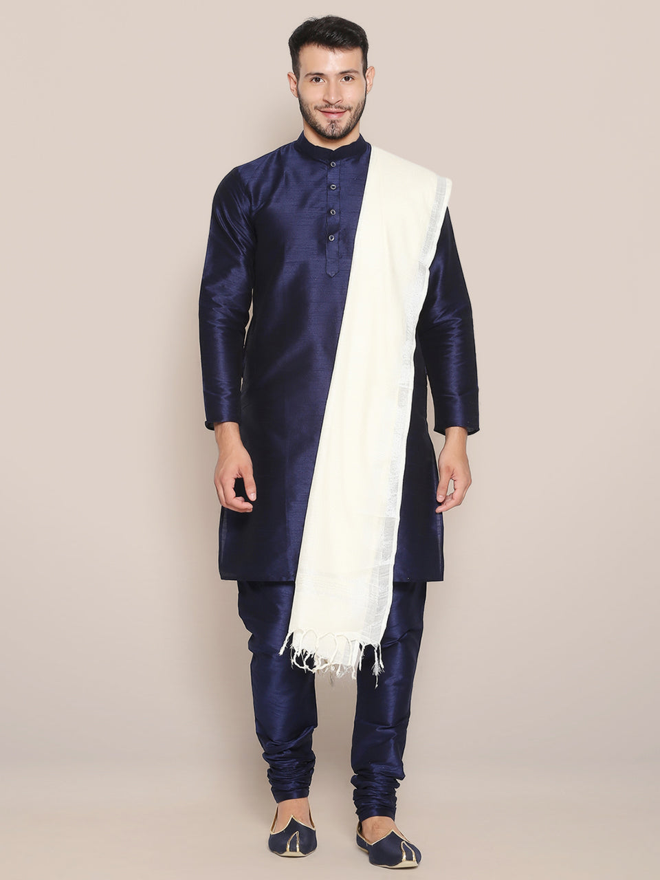 Men's Off White Linen Dupatta freeshipping - Dupatta Bazaar