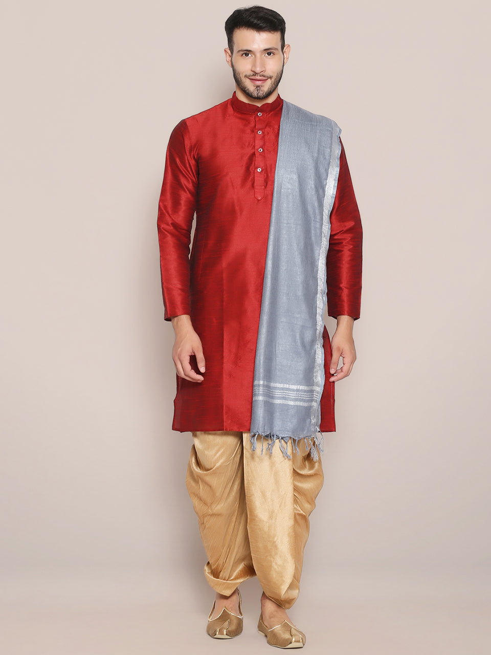 Men's Grey Linen Dupatta freeshipping - Dupatta Bazaar