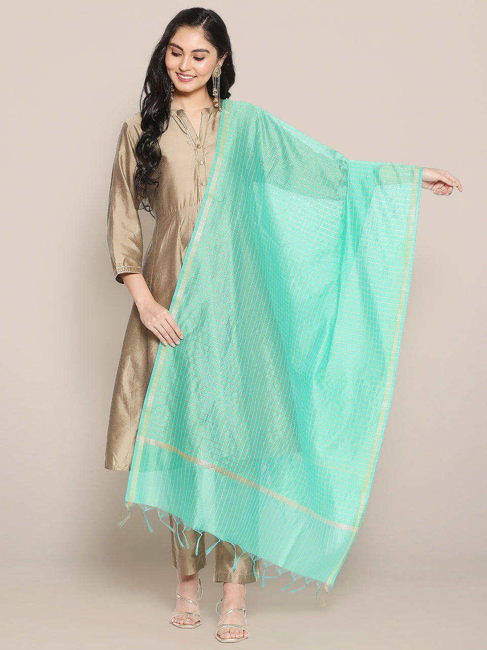 Sea Green Cotton Silk Dupatta