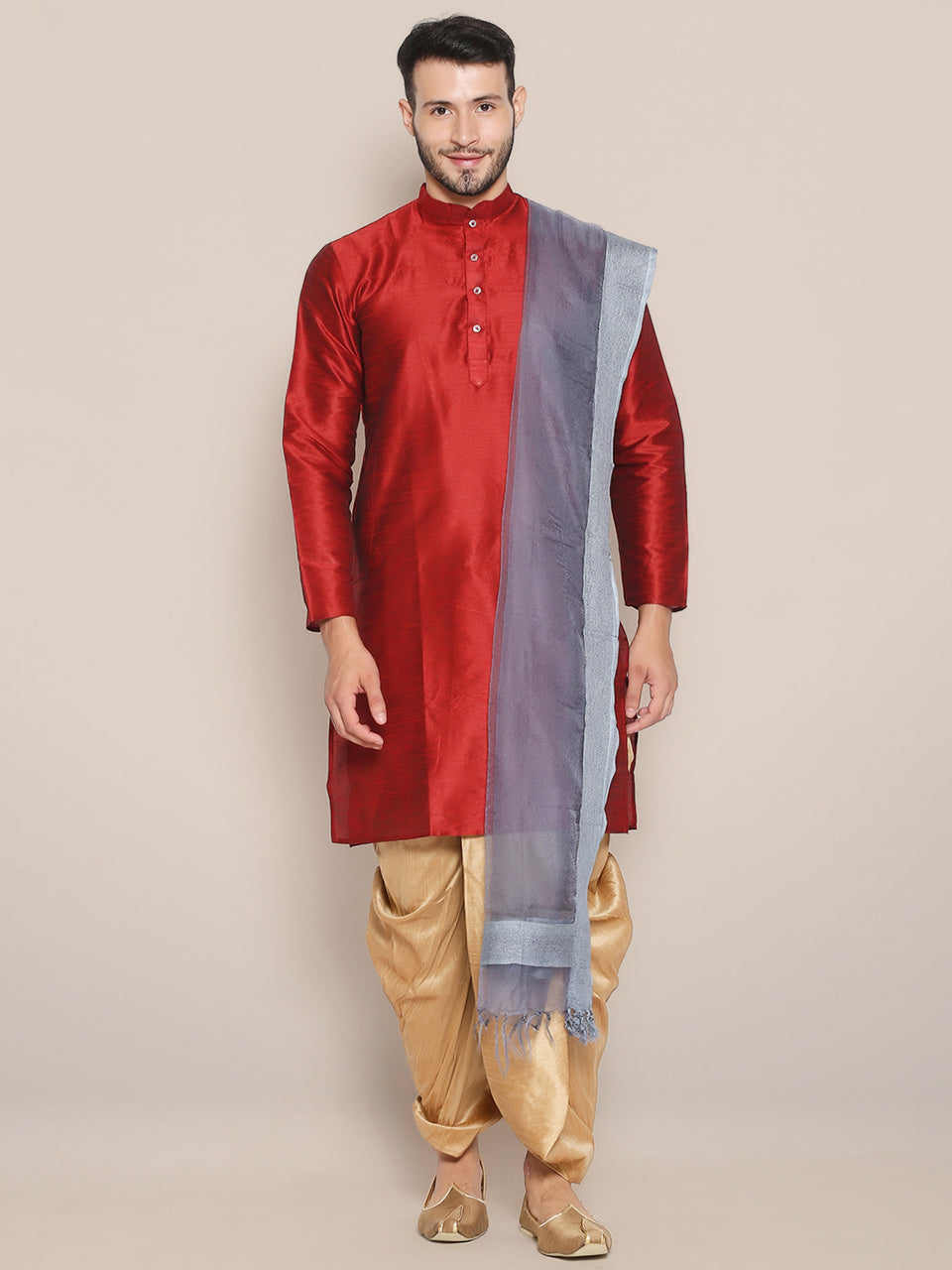 Men's Grey Organza Dupatta. freeshipping - Dupatta Bazaar