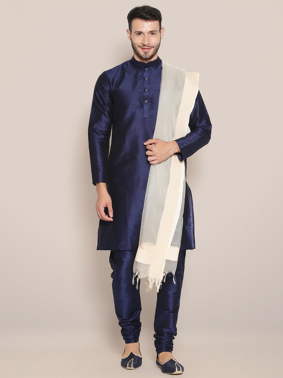 Men's Light Beige Organza Dupatta. freeshipping - Dupatta Bazaar