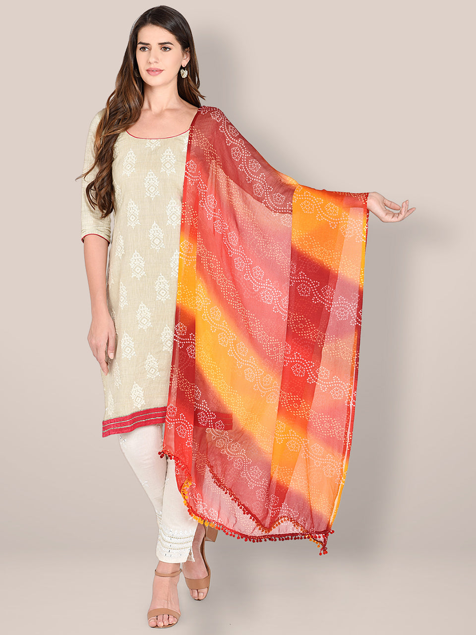 Printed Bandhini Chiffon Dupatta. freeshipping - Dupatta Bazaar