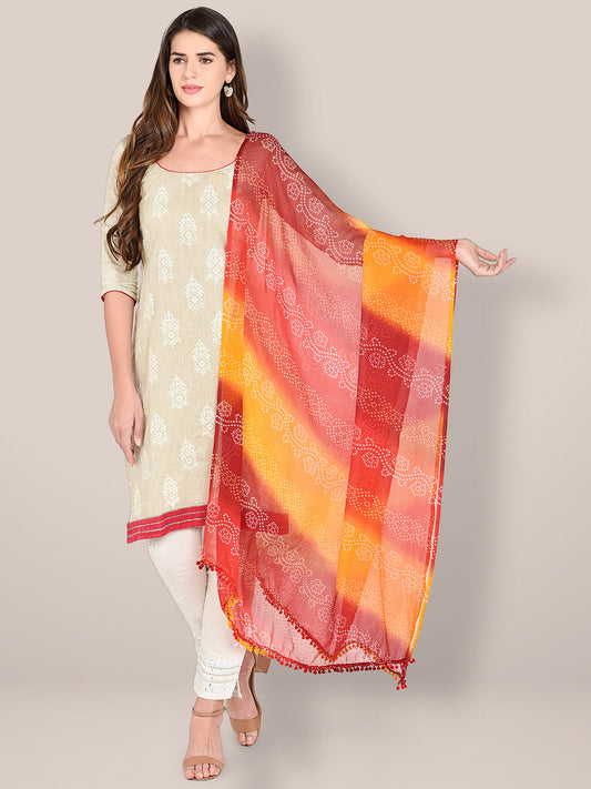 Printed Bandhini Chiffon Dupatta. freeshipping - Dupatta Bazaar