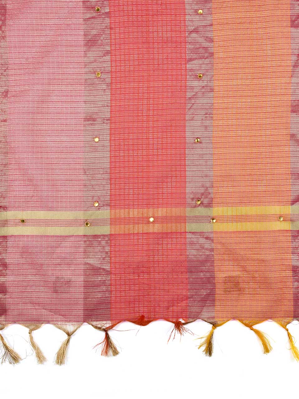 Striped Blended Silk Pink Multicolored Dupatta freeshipping - Dupatta Bazaar