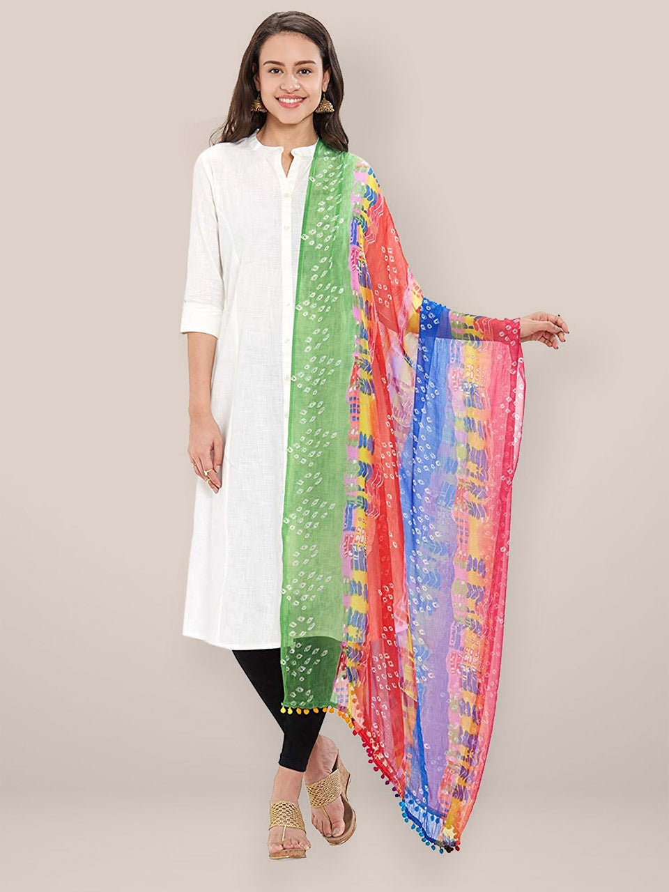 Multicoloured Printed Chiffon Dupatta freeshipping - Dupatta Bazaar