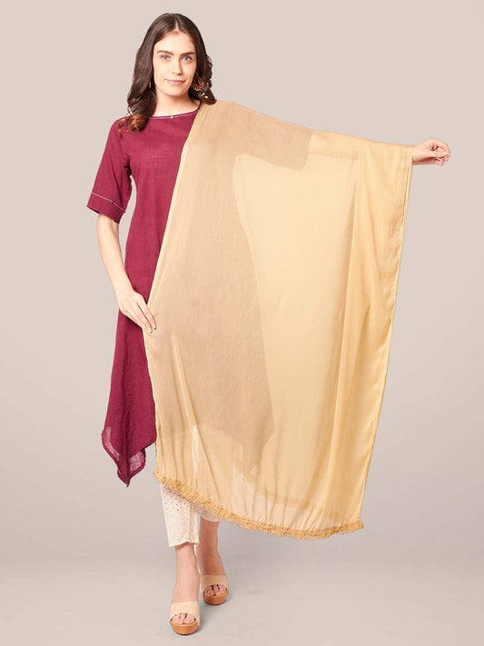 Plain Beige Chiffon Dupatta freeshipping - Dupatta Bazaar
