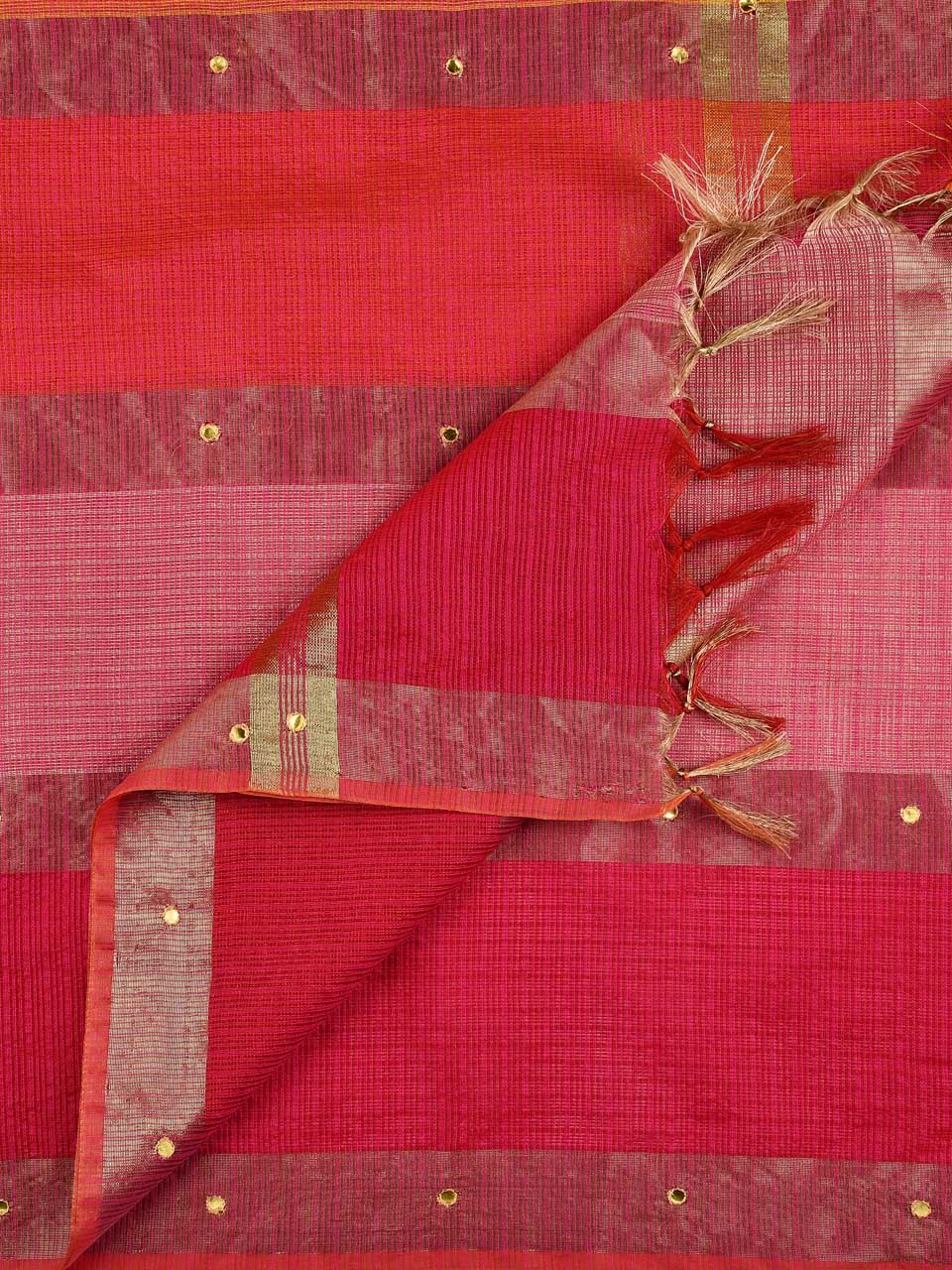 Striped Blended Silk Pink Multicolored Dupatta freeshipping - Dupatta Bazaar