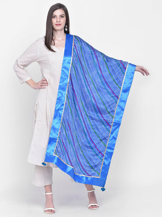 Dupatta Bazaar Woman's Lehariya Blue Crepe Dupatta. - Dupatta Bazaar