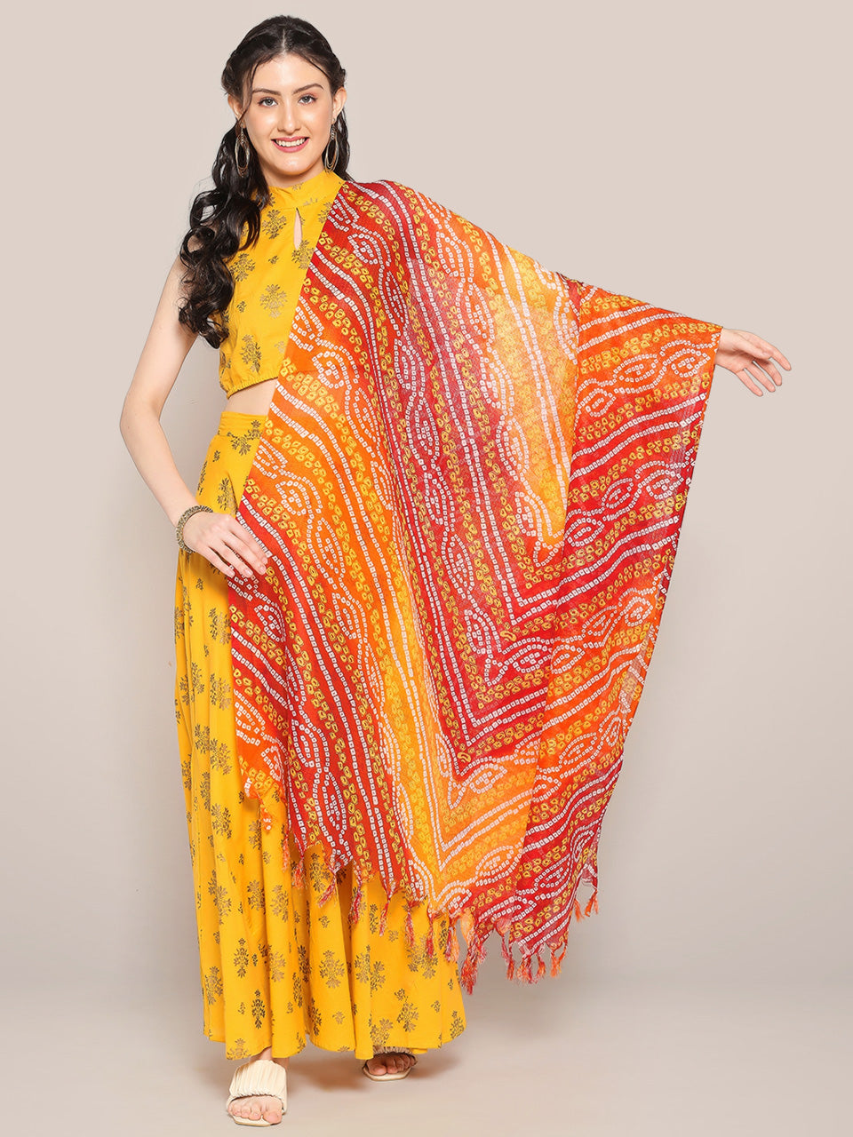 Digital Printed Red Bandhini Kota Doria Dupatta freeshipping - Dupatta Bazaar