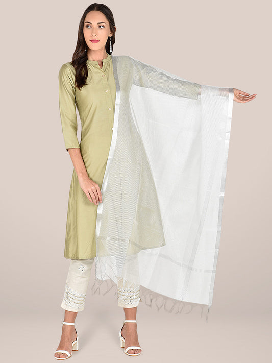 Solid Silver Dupatta. freeshipping - Dupatta Bazaar