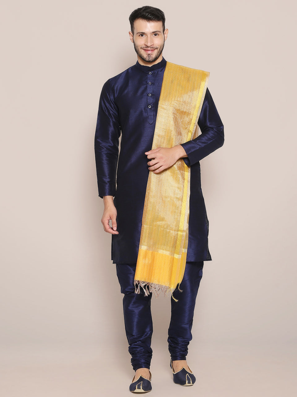Men's Two Toned Gold Silk Dupatta freeshipping - Dupatta Bazaar