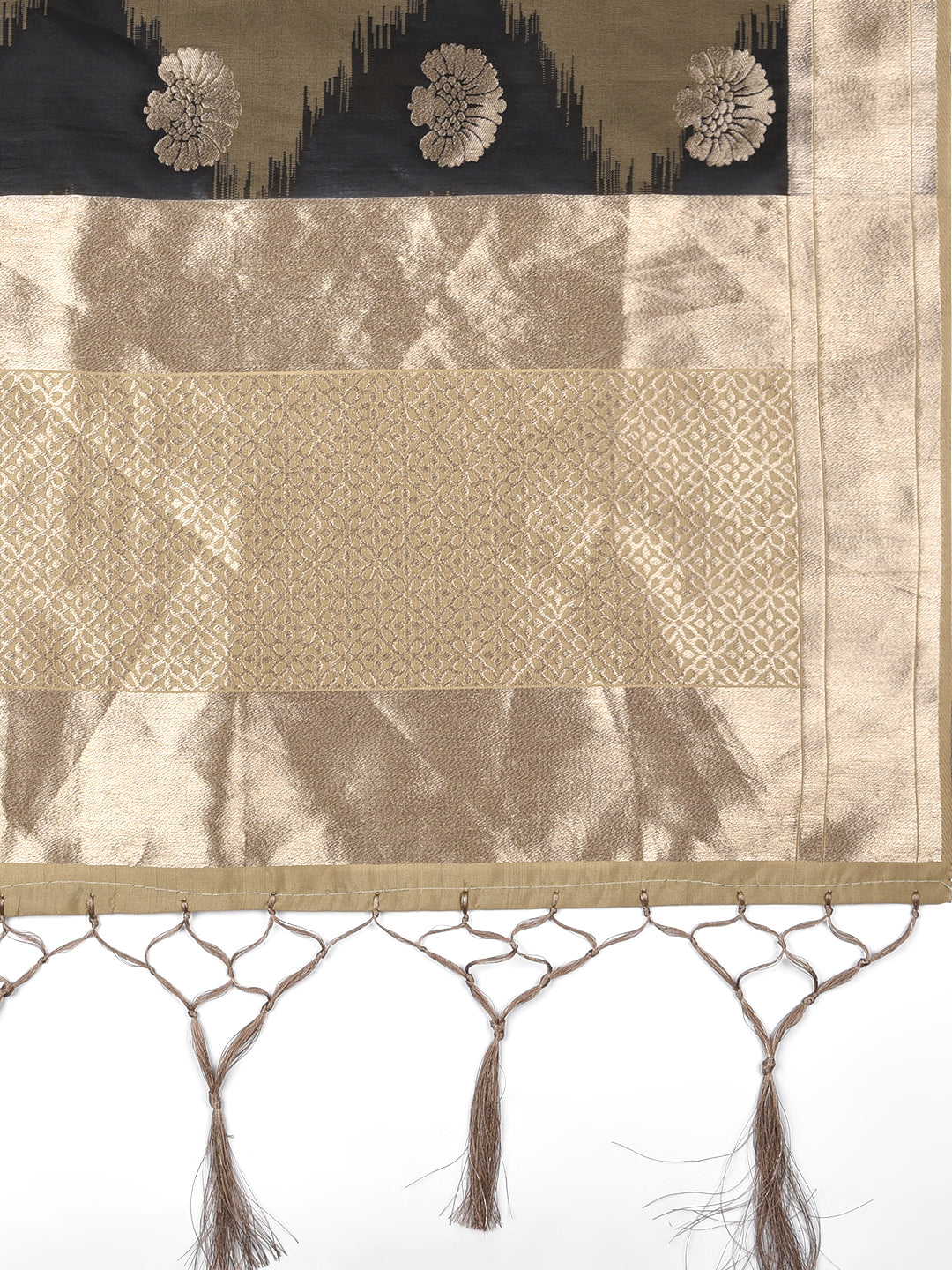 Dupatta Bazaar Woman's Black & Beige Shaded Banarasi Silk Dupatta - Dupatta Bazaar