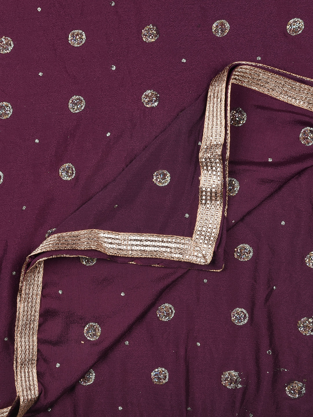 Dupatta Bazaar Woman's Purple Embellished Chinon Dupatta. - Dupatta Bazaar
