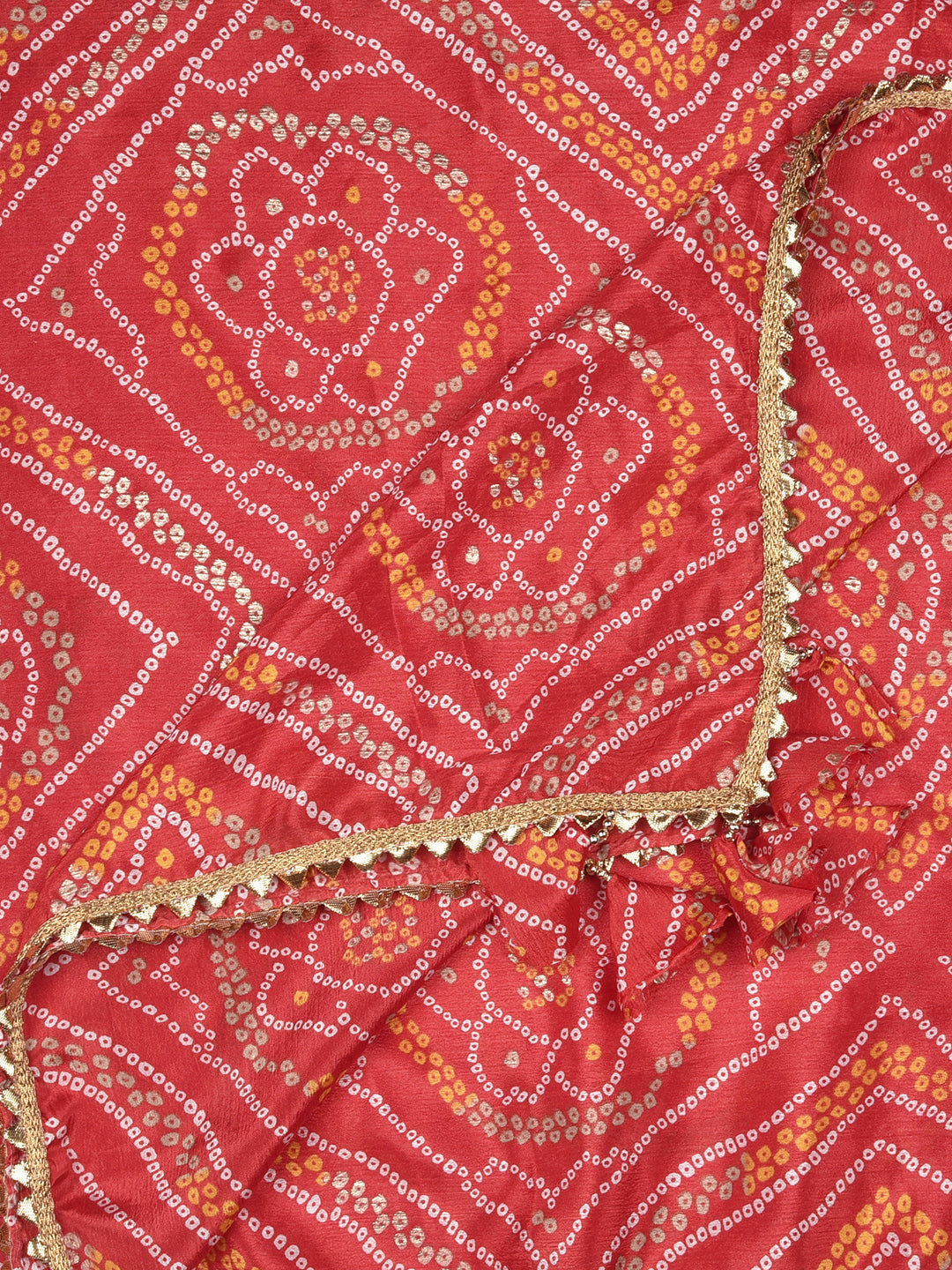 Dupatta Bazaar Woman's Red Bandhini Crepe Silk Dupatta. - Dupatta Bazaar
