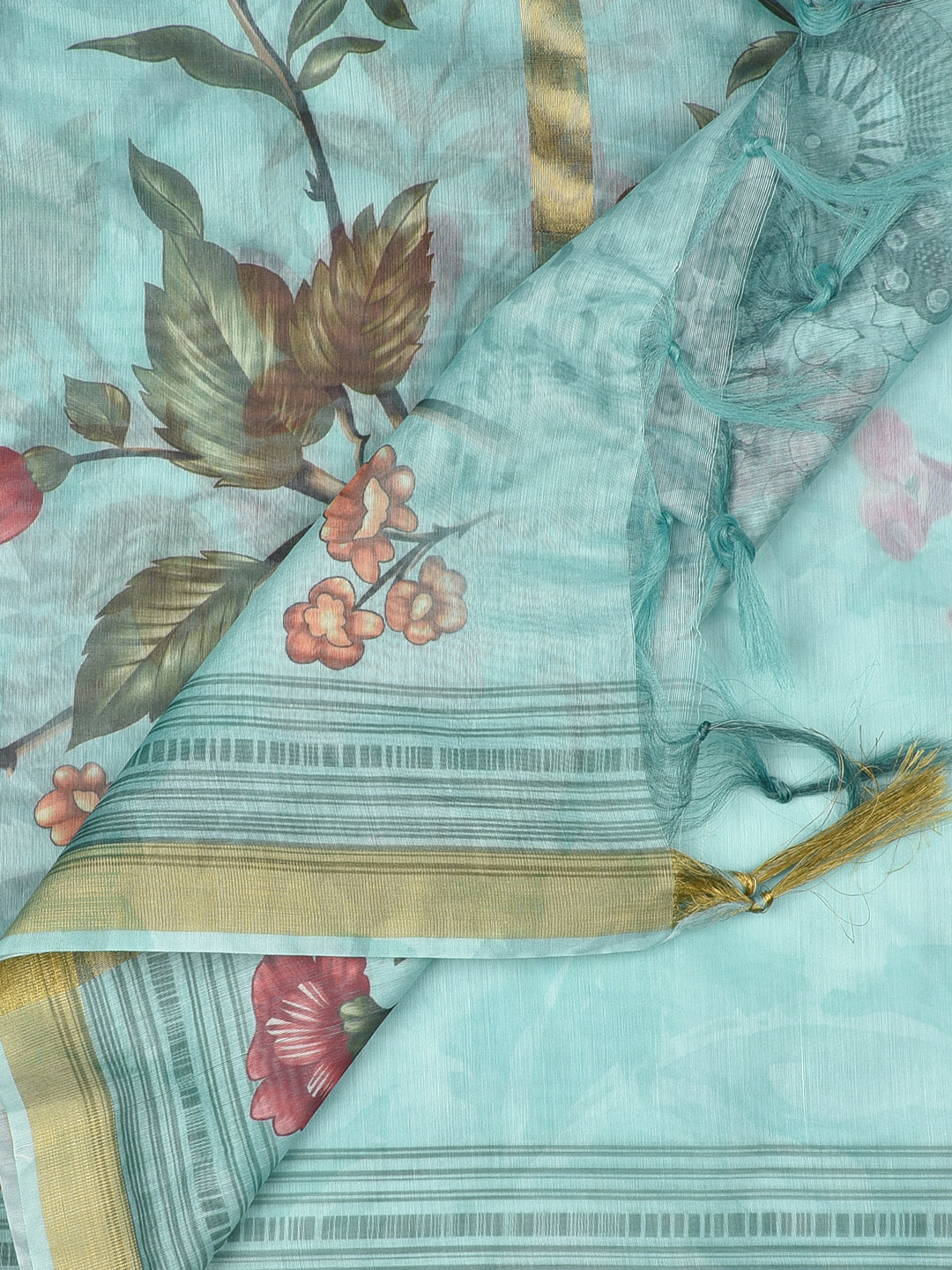 Dupatta Bazaar Woman's Sea Green Cotton Silk Digitally Printed Dupatta - Dupatta Bazaar