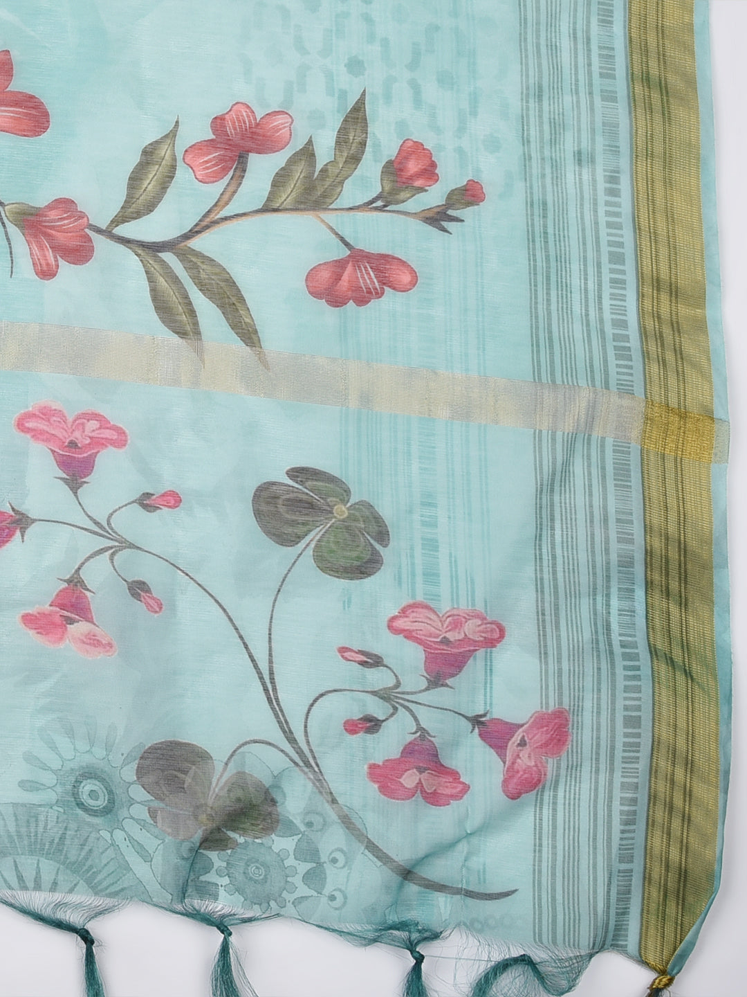 Dupatta Bazaar Woman's Sea Green Cotton Silk Digitally Printed Dupatta - Dupatta Bazaar