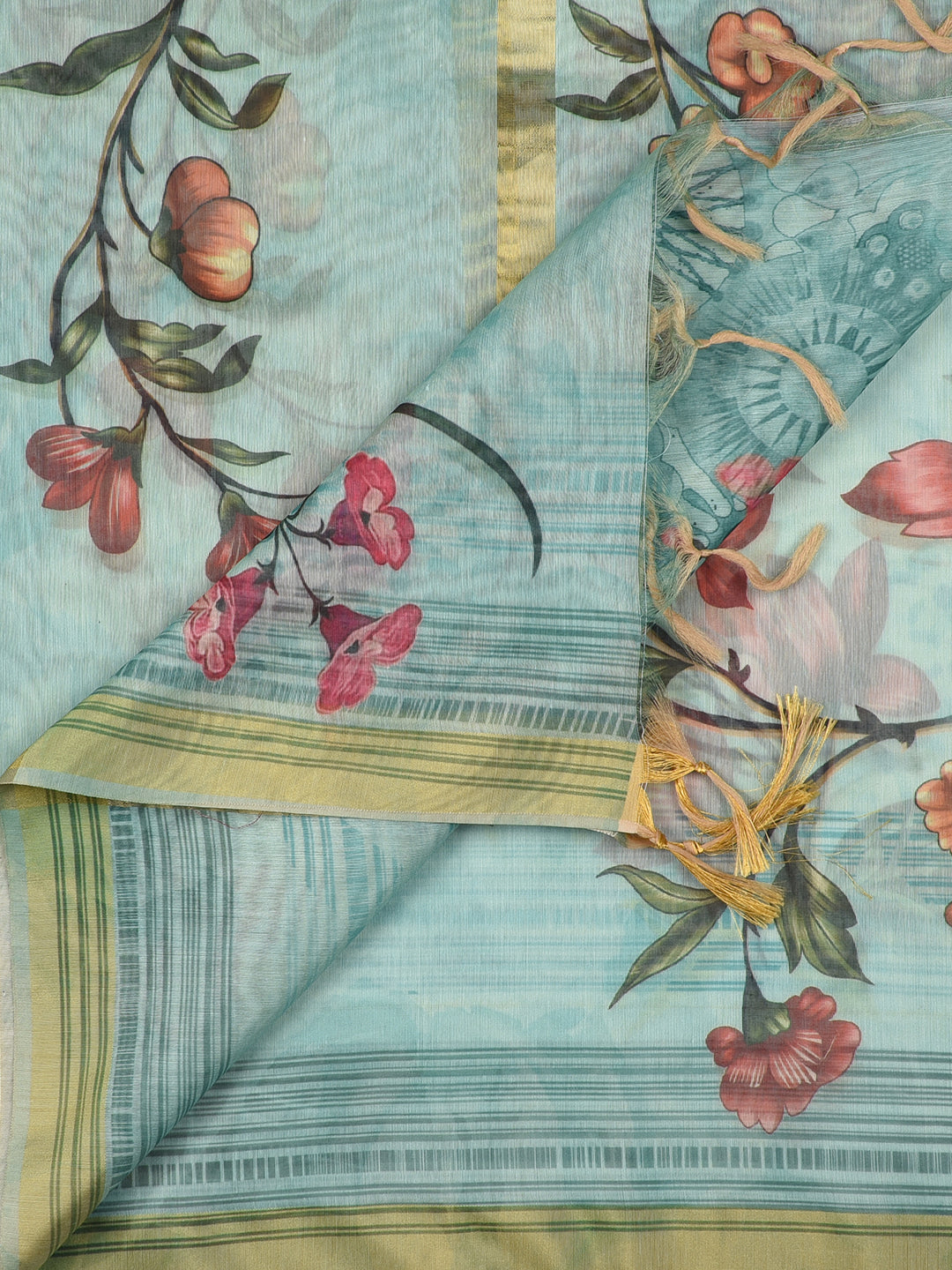 Dupatta Bazaar Woman's Sea Green Cotton Silk Digitally Printed Dupatta - Dupatta Bazaar