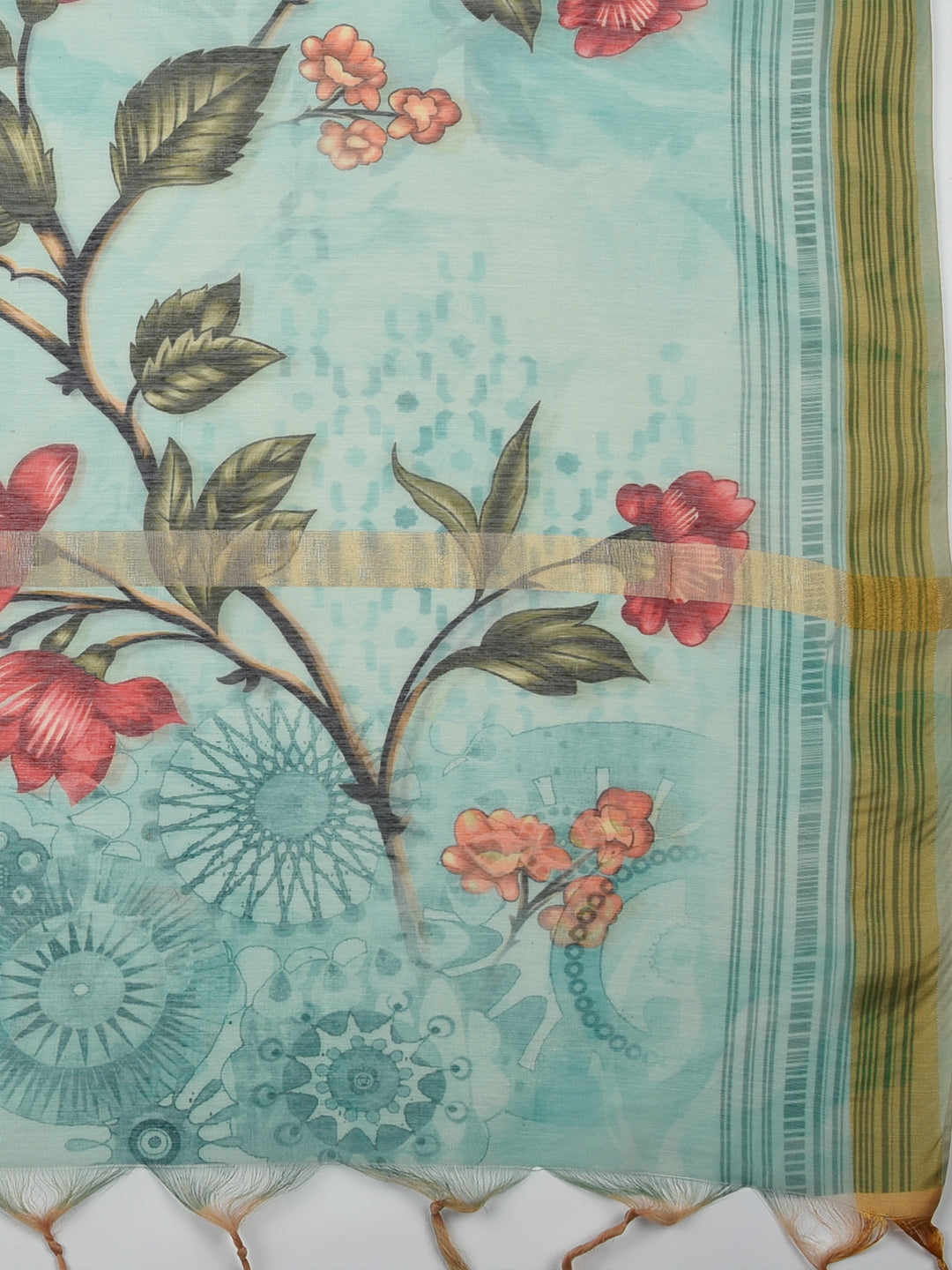 Dupatta Bazaar Woman's Sea Green Cotton Silk Digitally Printed Dupatta - Dupatta Bazaar