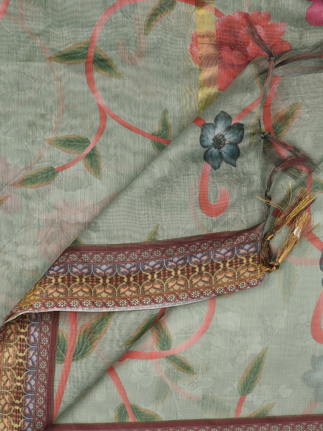 Dupatta Bazaar Woman's Green Cotton Silk Digitally Printed Dupatta - Dupatta Bazaar