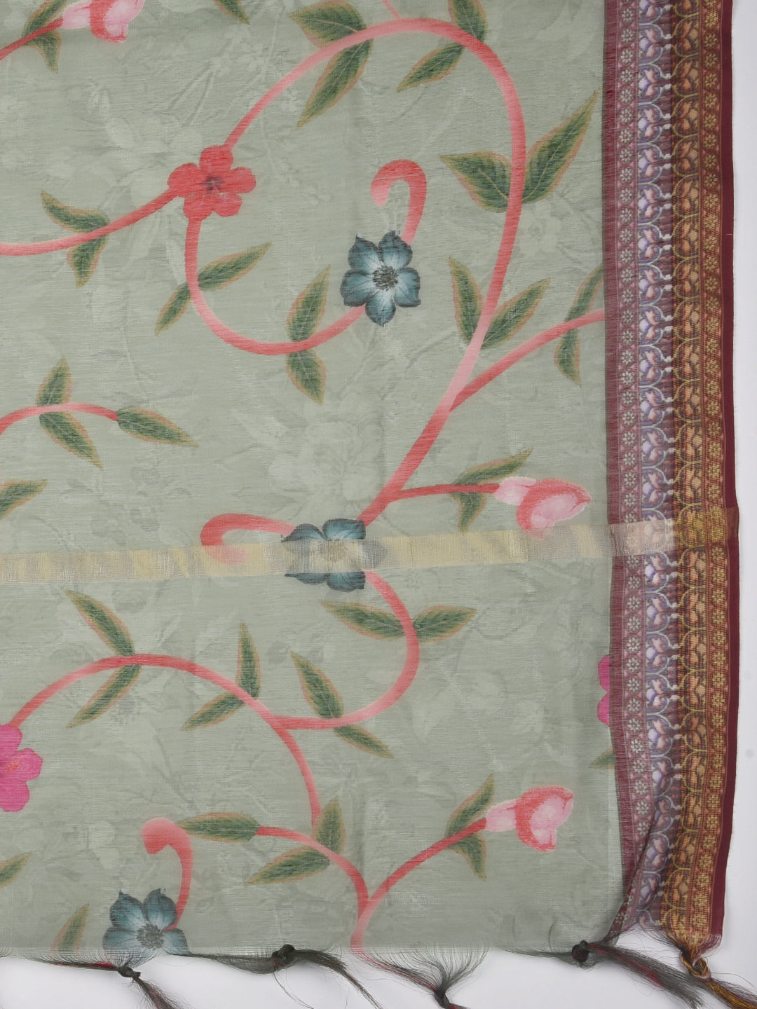 Dupatta Bazaar Woman's Green Cotton Silk Digitally Printed Dupatta - Dupatta Bazaar