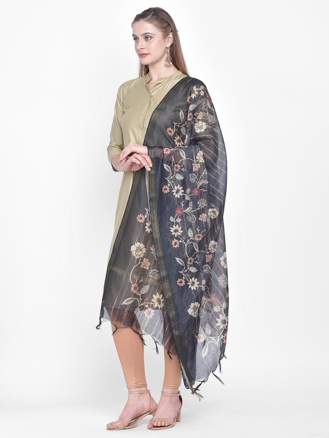Dupatta Bazaar Woman's Black Cotton Silk Digitally Printed Dupatta - Dupatta Bazaar