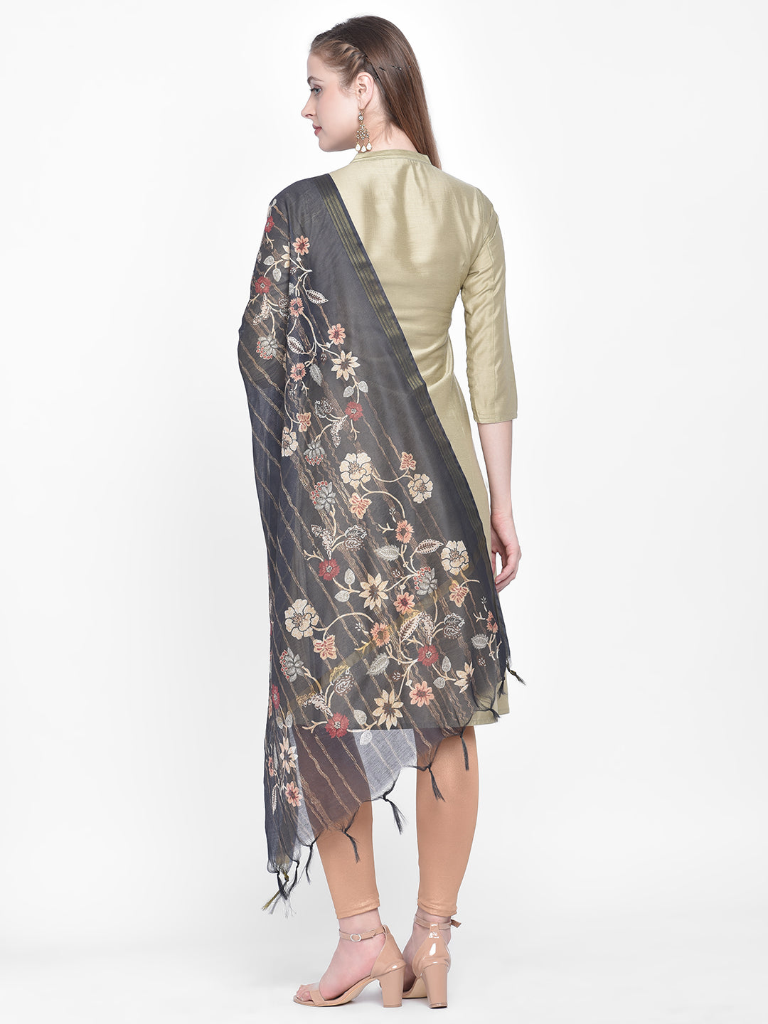 Dupatta Bazaar Woman's Black Cotton Silk Digitally Printed Dupatta - Dupatta Bazaar