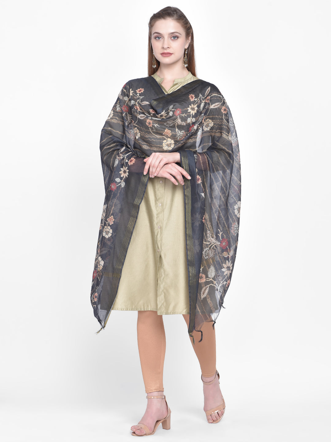 Dupatta Bazaar Woman's Black Cotton Silk Digitally Printed Dupatta - Dupatta Bazaar