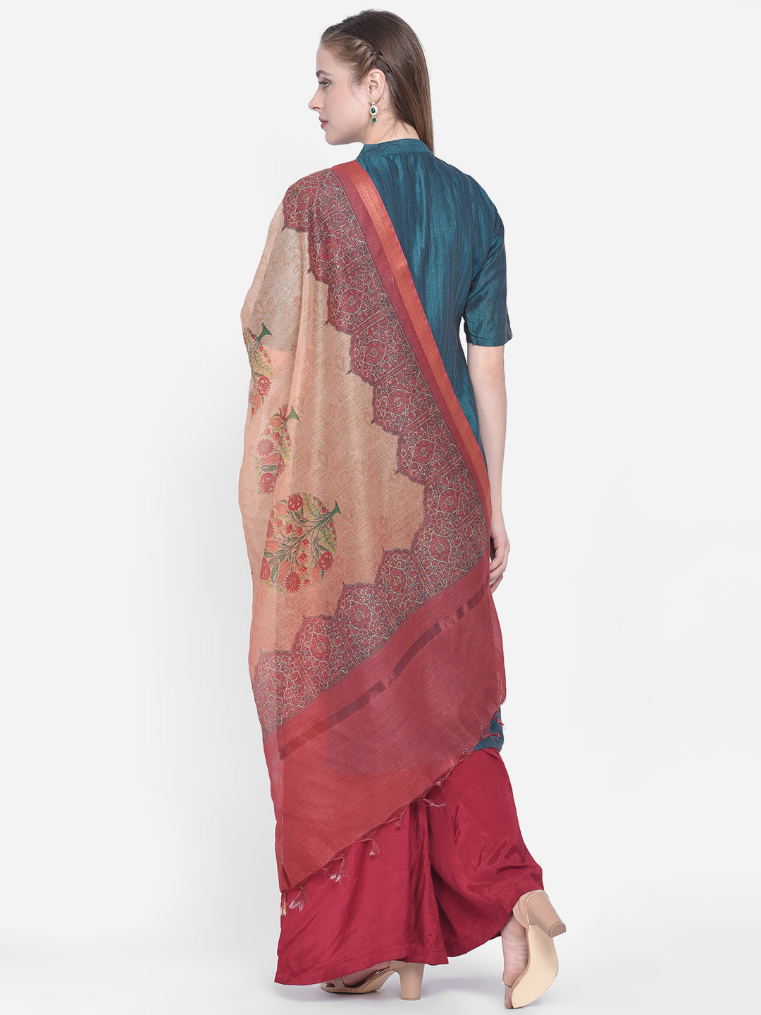 Dupatta Bazaar Woman's Orange Cotton Silk Digitally Printed Dupatta - Dupatta Bazaar
