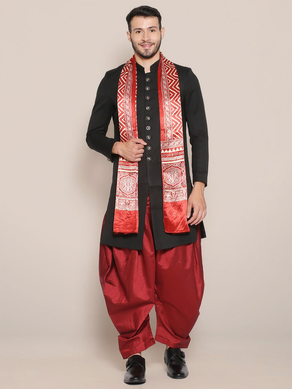 Men's Printed Ajrakh Stole freeshipping - Dupatta Bazaar
