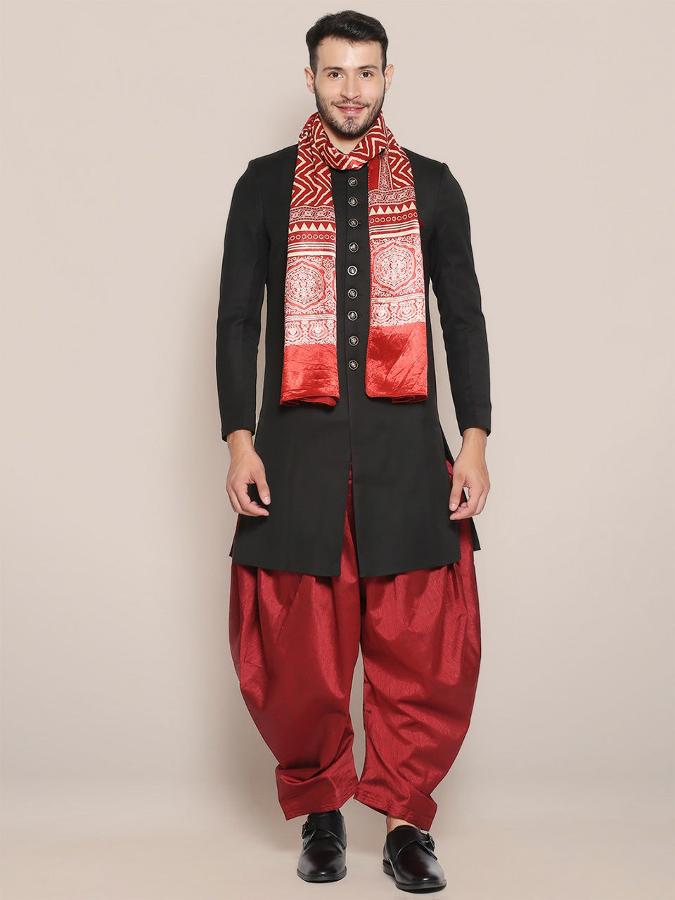 Men's Printed Ajrakh Stole freeshipping - Dupatta Bazaar