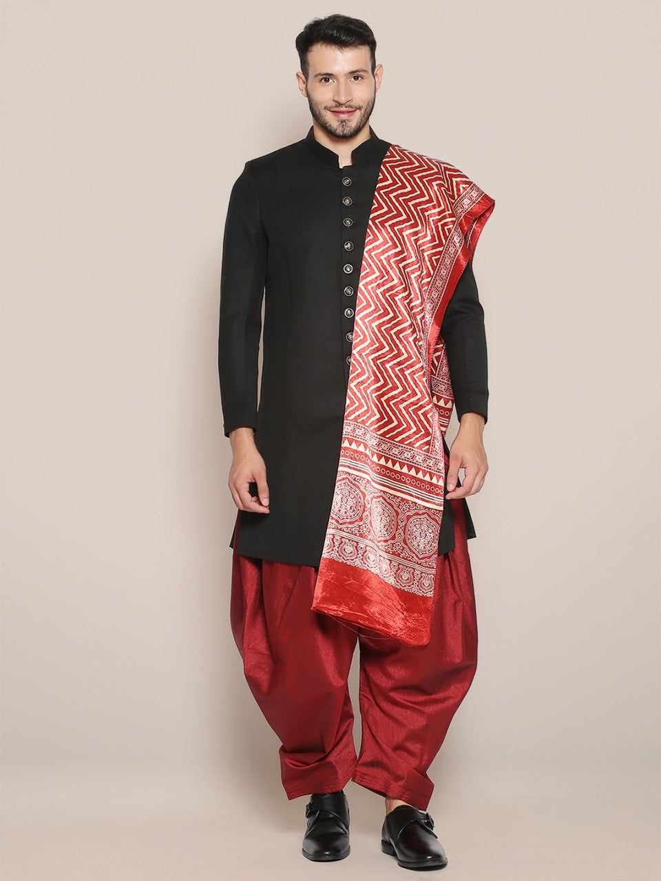 Men's Printed Ajrakh Stole freeshipping - Dupatta Bazaar