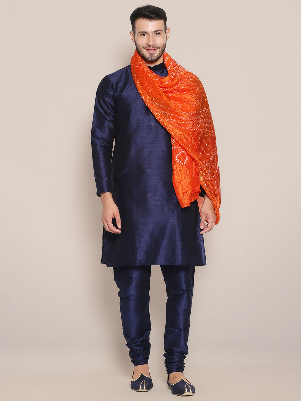Men's Orange Bandhini Dupatta freeshipping - Dupatta Bazaar