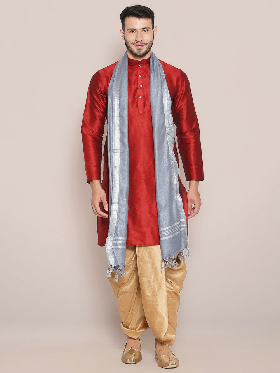 Men's Grey Linen Dupatta freeshipping - Dupatta Bazaar
