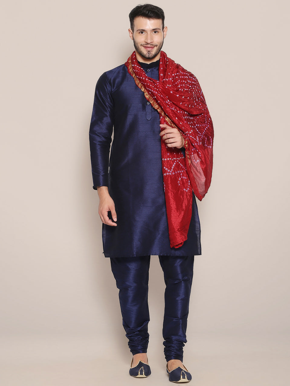 Men's Maroon Bandhini Dupatta freeshipping - Dupatta Bazaar