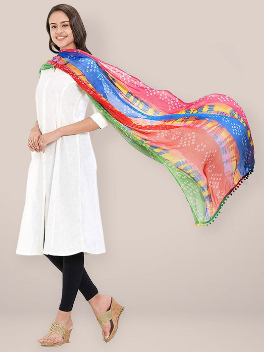 Multicoloured Printed Chiffon Dupatta freeshipping - Dupatta Bazaar