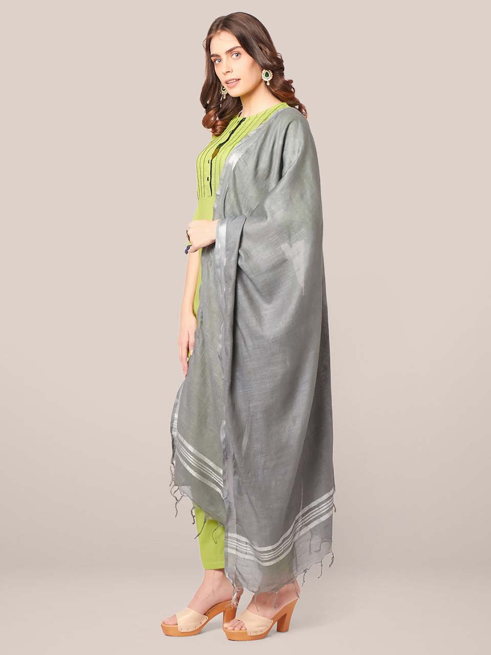 Plain Linen Multipurpose Grey Dupatta freeshipping - Dupatta Bazaar