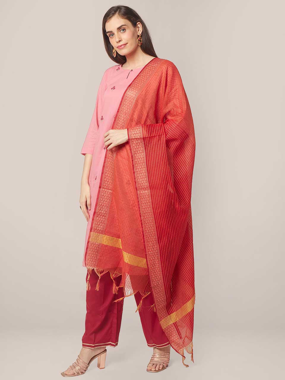 Woven Chanderi Silk Dupatta freeshipping - Dupatta Bazaar