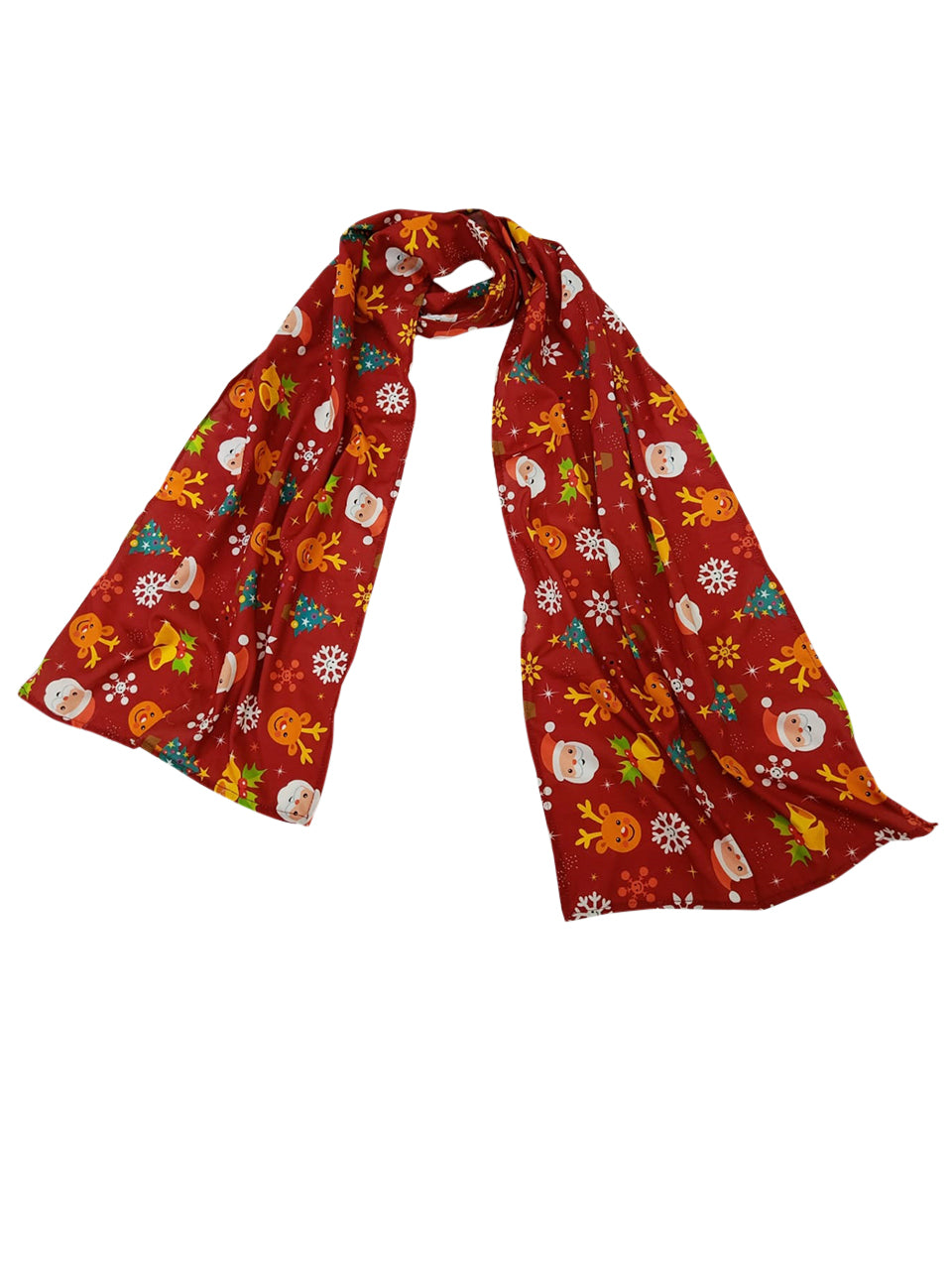 Printed Red Silk Blend Scarf/ Stole