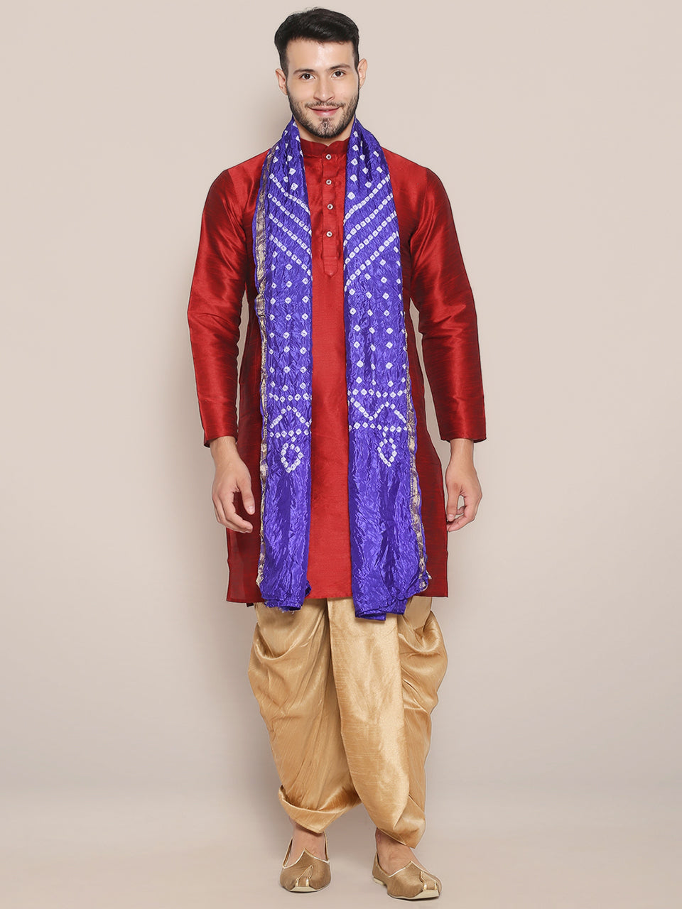 Men's Blue Bandhini Dupatta freeshipping - Dupatta Bazaar