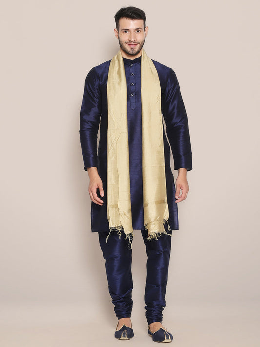 Men's Gold Blended Silk Dupatta freeshipping - Dupatta Bazaar
