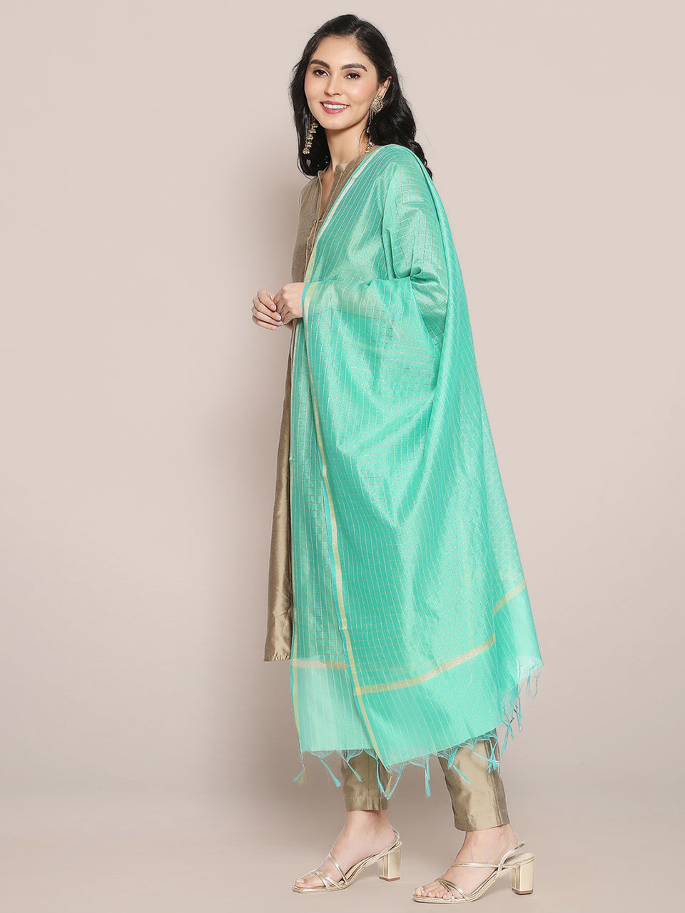 Sea Green Cotton Silk Dupatta