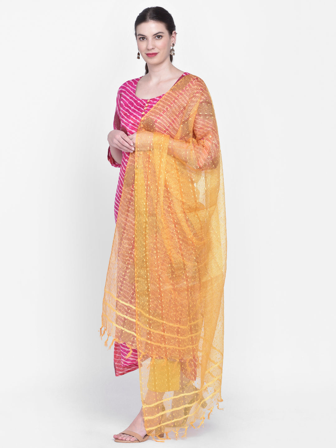 Dupatta Bazaar Woman'sYellow Organza Dupatta - Dupatta Bazaar