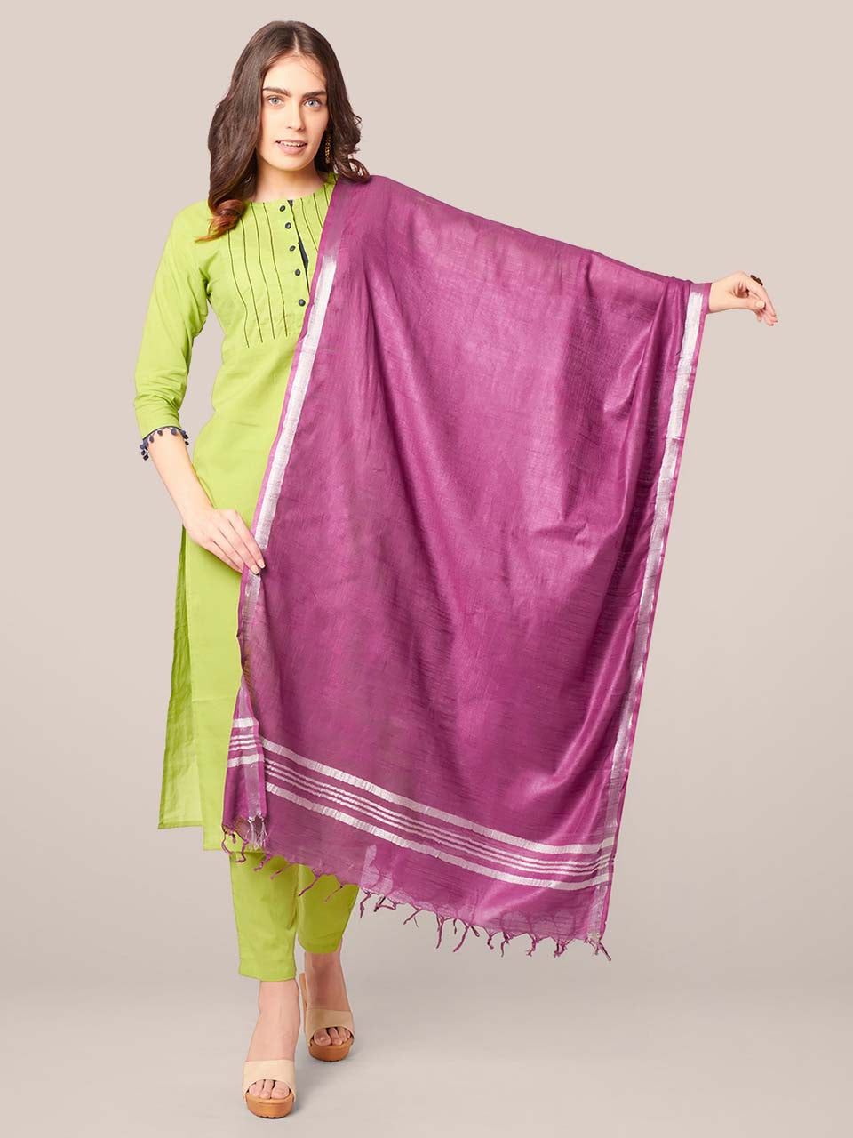 Plain Linen Multipurpose Purple Dupatta freeshipping - Dupatta Bazaar